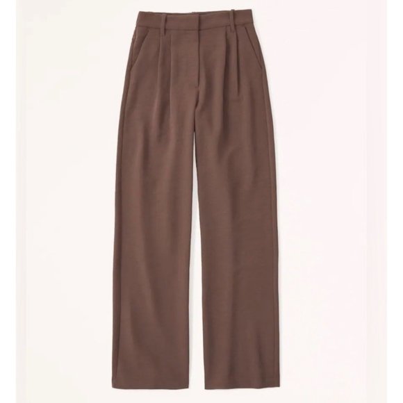 Abercrombie & Fitch Sloan Tailored Premium Crepe Pants Dark Brown size S - Picture 1 of 9